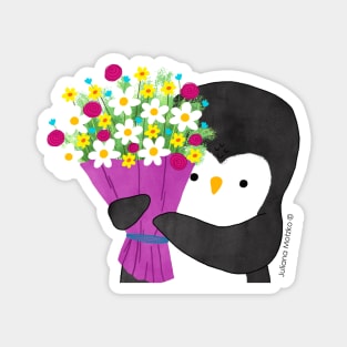 Penguin with Flowers Magnet