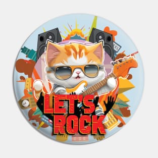 Pets, Cute Kitty Let's Rock Pin