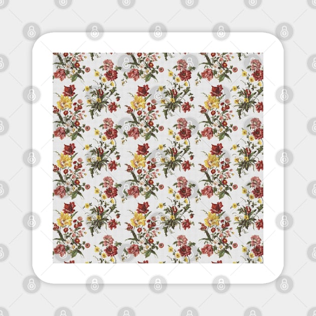 Floral Cross Stitch Texture Magnet by justrachna