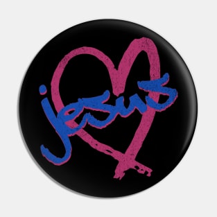 I Love Jesus Vintage 80's & 90's Blue on Purple Pin