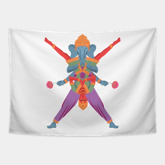 Hindu God and Goddess Acro yoga Tapestry by Sokari