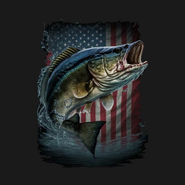 Fishing Camouflage US American Flag Bass Fish Fisherman Camo by Kertz TheLegend