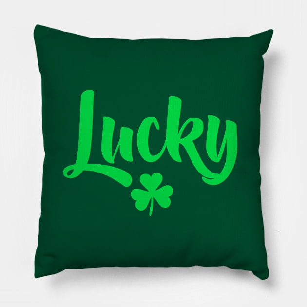 Lucky Irish Shamrock St Patricks Day Pillow by graphicbombdesigns