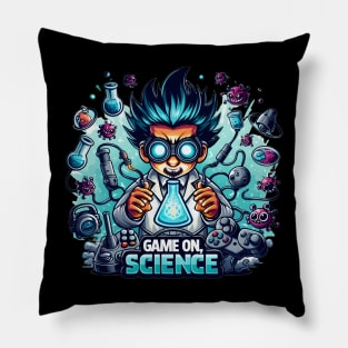 Quantum Gameplay: 'Game On, Science' Illustration Pillow