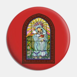 Way Cool Mother Mary Stained Glass Window Pin