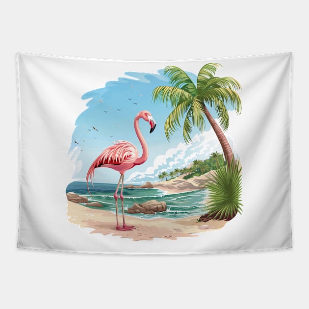 Flamingo Lovers Summer Vibes Tapestry by zooleisurelife