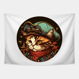 Cat Kitten Lover - Pirate Cat-Tain Tapestry