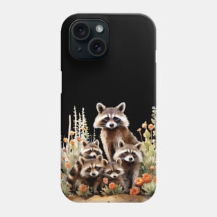 Raccoon Familly In Flowers Phone Case