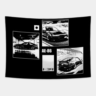 TOYOTA COROLLA AE86 LEVIN Black 'N White Archive (Black Version) Tapestry