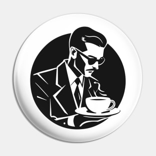 Male vintage coffee lover silhouette Pin