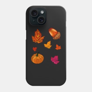 Autumn thanksgiving acorn, pumpkin, maple leaf decorations for  Fall Autumn leaves sticker pack pattern Phone Case