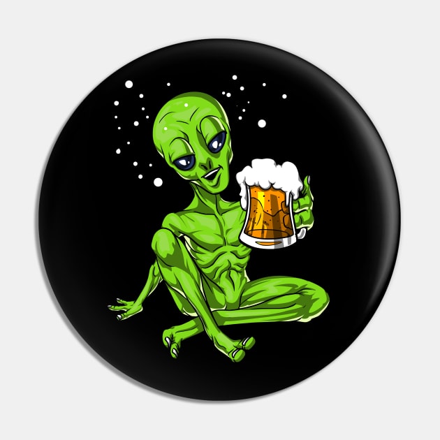 Space Alien Beer Lover Pin by underheaven