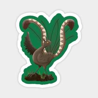 Cute happy superb lyrebird cartoon illustration Magnet