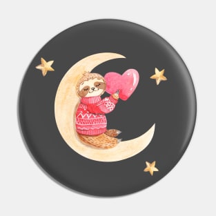 sloth on moon Pin