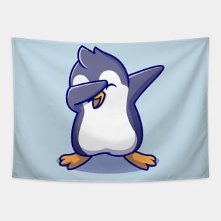 Cute Penguin Dabbing Cartoon Tapestry