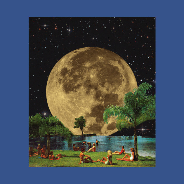 Disover Big Moon collage art - Vintage Collage Art - T-Shirt