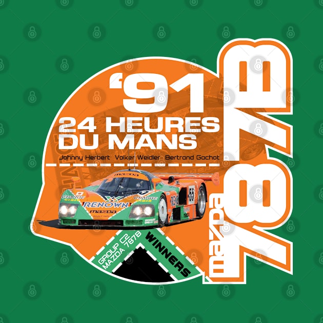 Retro Le Mans 24 Hours T-Shirt - Mazda 787B Group C2 Design by funkymonkeytees