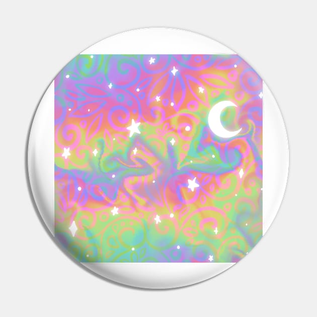 Vaporwave Rainbow Moonrise Skies Pin by JamieWetzel