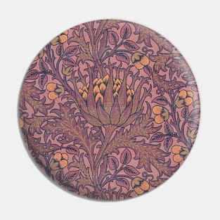 William Morris Artichoke Wine and Gold Pin