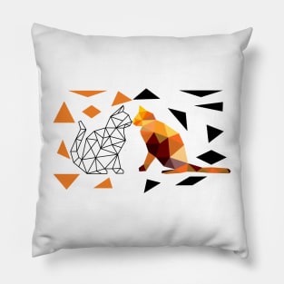 Cat love Geometry Pillow