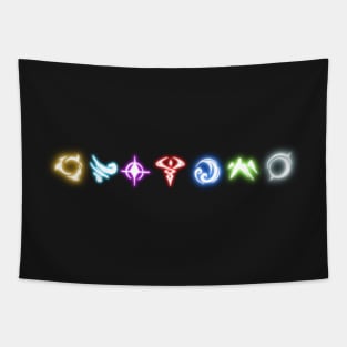 Neon Primal Symbols Tapestry