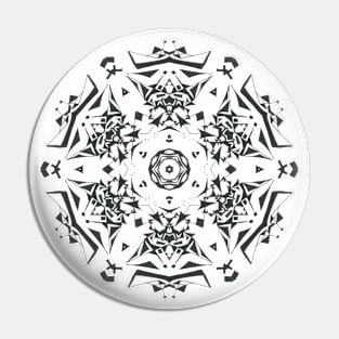 1C Unique Black White Abstract Mandala Pin