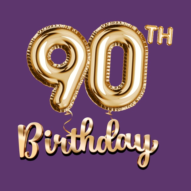 90th Birthday Gifts - Party Balloons Gold by BetterManufaktur