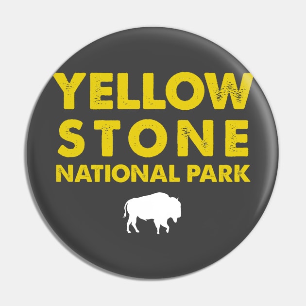 Yellowstone National Park Bison Retro Pin by roamfree