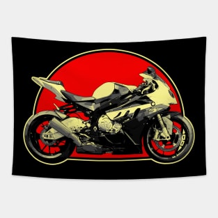 2010 BMW S1000RR Retro Red Circle Motorcycle Tapestry