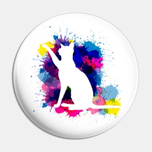 Splatter Cat, Colorful kitty, cat lover, kat silhouette Pin