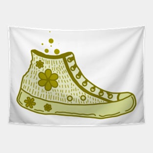 Green Sneakers with Flowers Tapestry