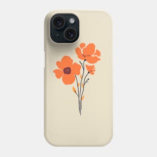 Orange Poppies || Minimal Flowers Phone Case