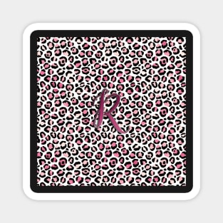 Letter R Monogram & Pink Leopard Print Magnet