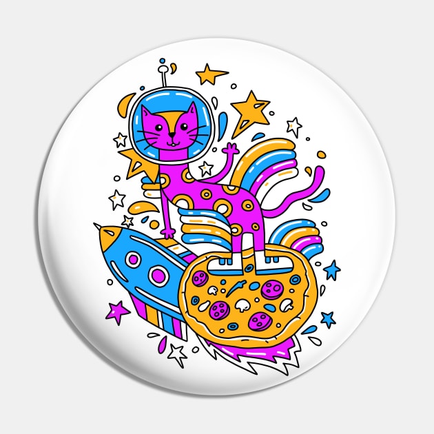 Cosmic cat on pizza moon Pin by hyperactive