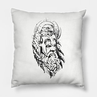 Viking tattoo black and white Pillow