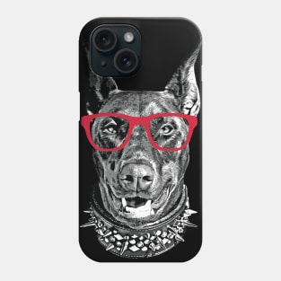 Doberman Nerd Red Glasses Phone Case