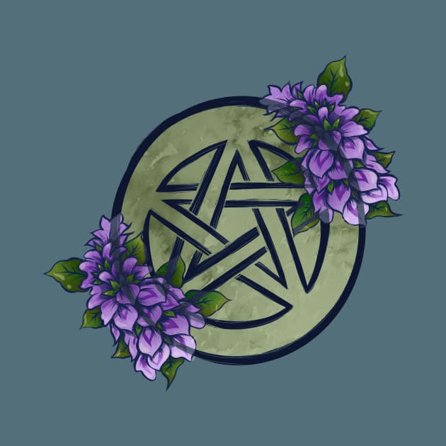 Purple Flower Pentacle Wicca Pentagram by bubbsnugg