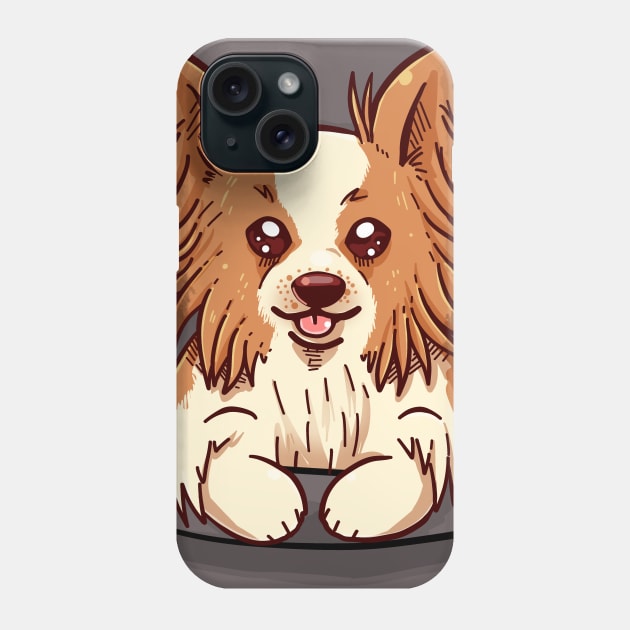 Pocket Cute Papillon puppy Phone Case by TechraPockets