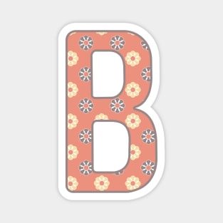 MONOGRAM LETTER B PINK FLORAL TYPOGRAPHY DESIGN Magnet