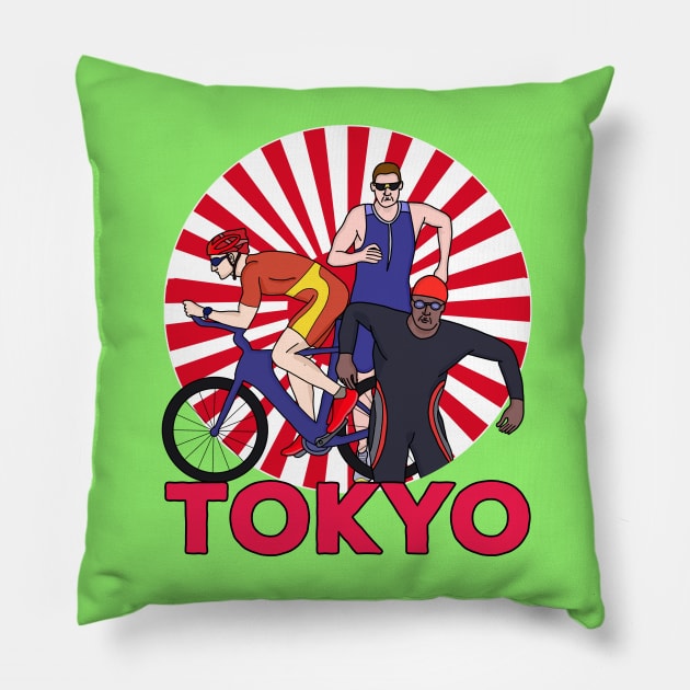 Tokyo Triathlon Pillow by DiegoCarvalho