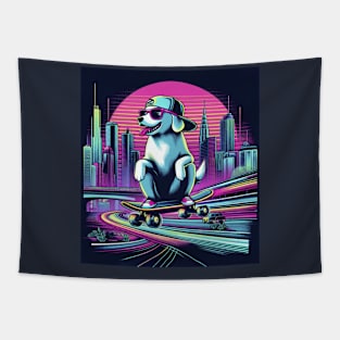 Dog Skateboarding Tapestry