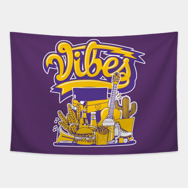 Vibe Court Purple University Gold Tapestry by funandgames