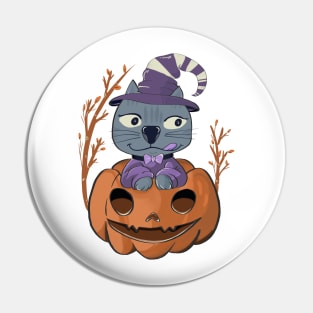 Pumpkin and kitten Pin