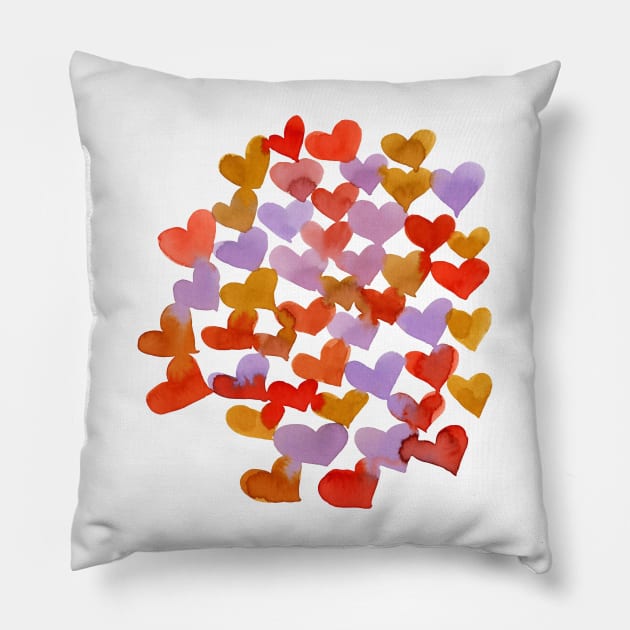 Watercolor melting hearts - retro Pillow by wackapacka