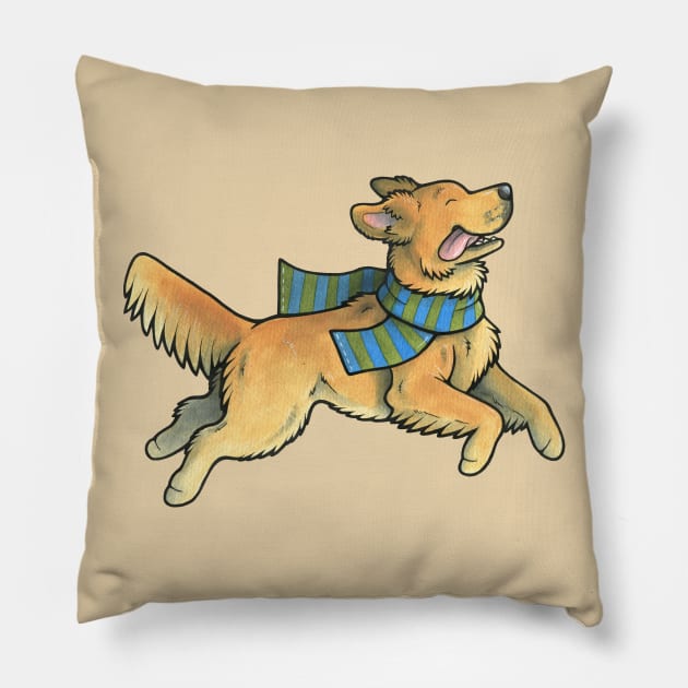 Running Golden Retriever Pillow by animalartbyjess