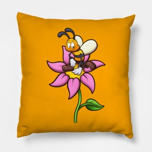 Cartoon Bee On Flower Pillow