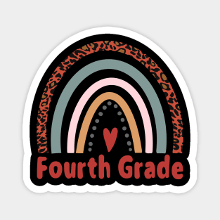 Fourth Grade T-shirt Gift Leopard Rainbow Magnet