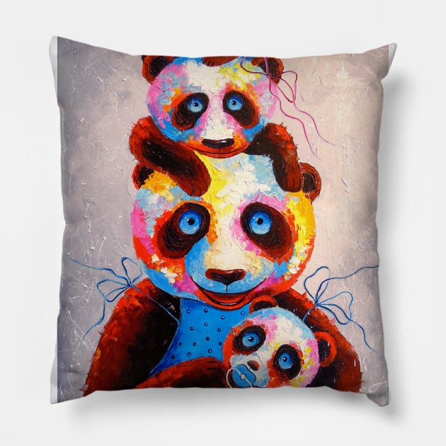 Family of pandas Pillow by OLHADARCHUKART