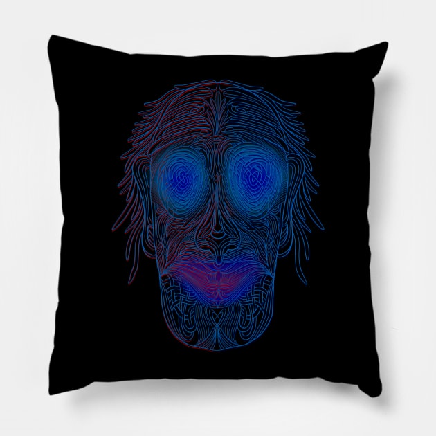 Weird bug eyed face drawing Pillow by DaveDanchuk