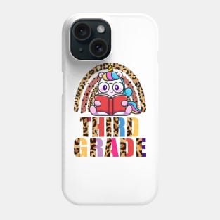 Third Grade Rainbow Leopard Funny Unicorn Teacher Student School Phone Case